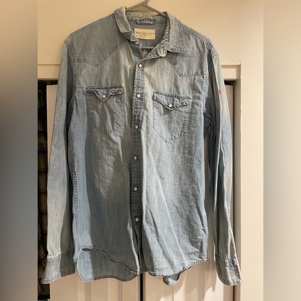 Denim & Supply Ralph Lauren Denim Shirt with Embroidered Design Large